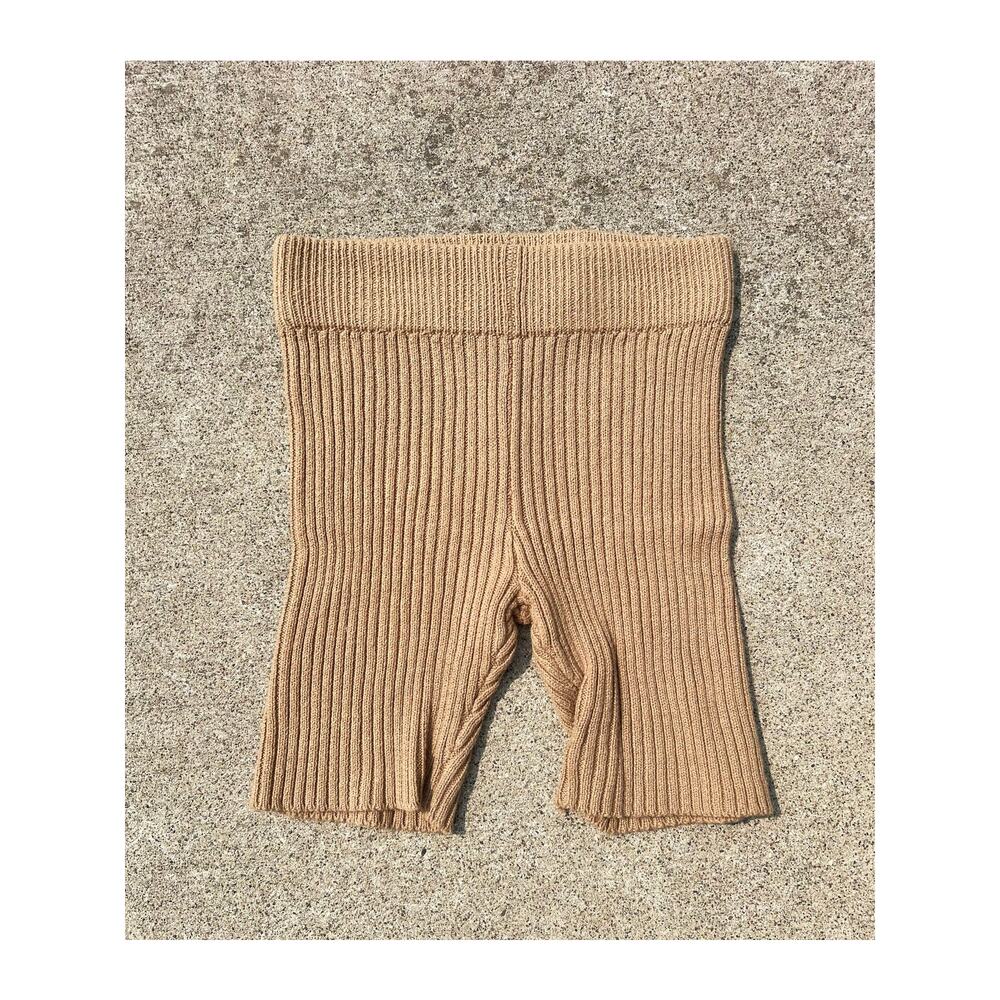 Wild Fable XS Biker Shorts Tan Ribbed Knit High Rise Athletic Lounge Casual Vibe